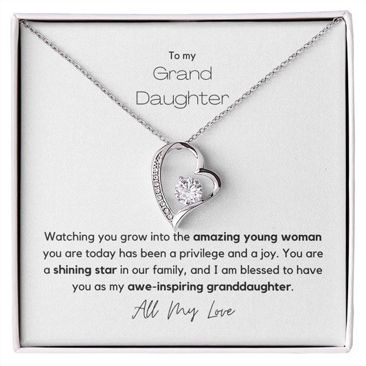 My Granddaughter - Forever Love Necklace with 6.5mm CZ Crystal