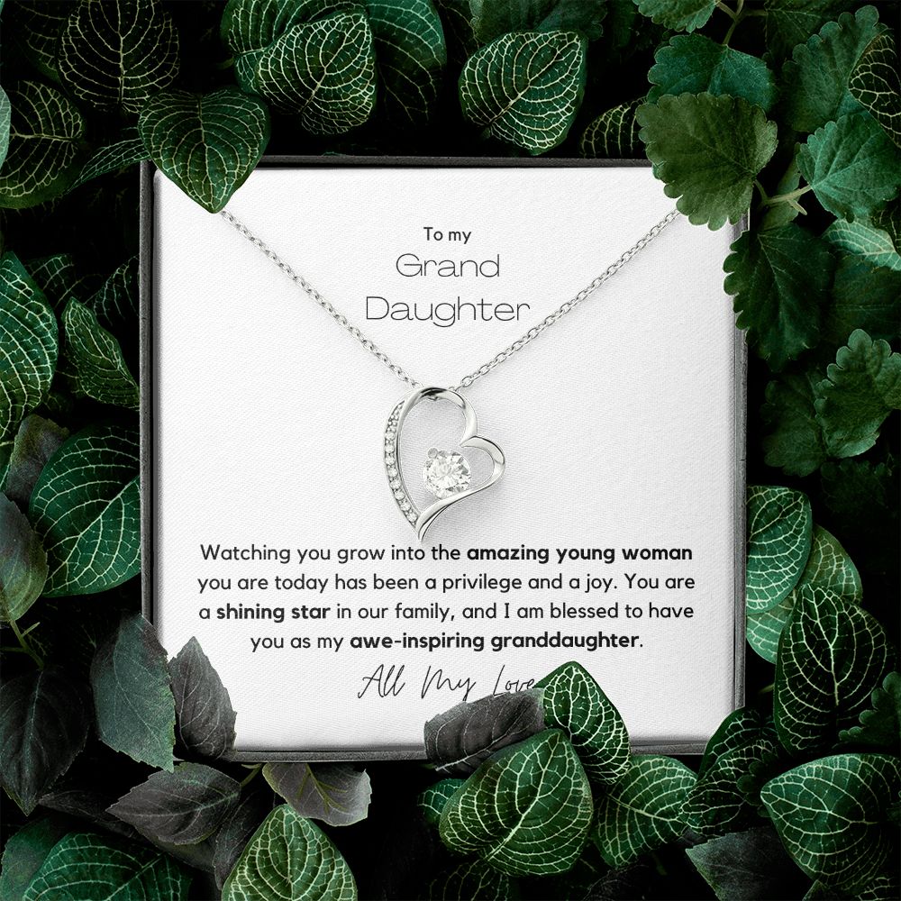 My Granddaughter - Forever Love Necklace with 6.5mm CZ Crystal