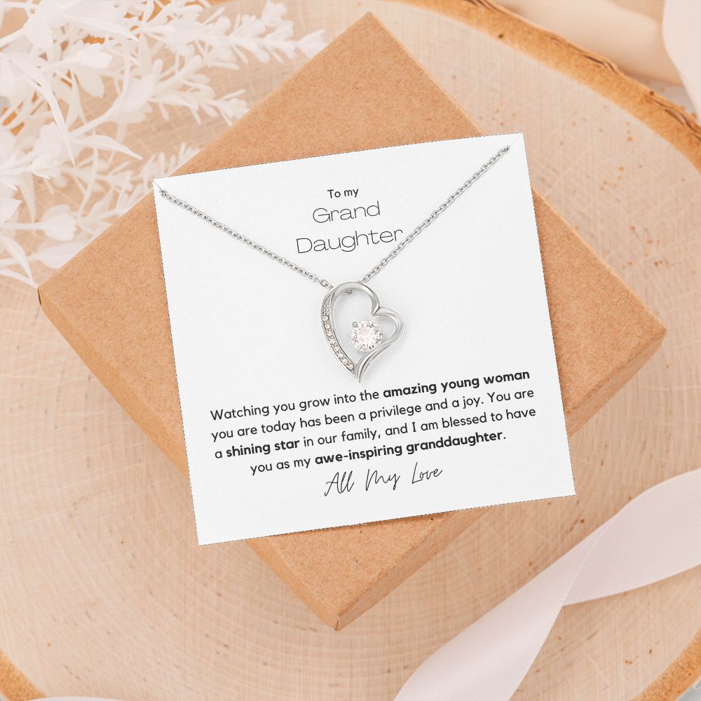 My Granddaughter - Forever Love Necklace with 6.5mm CZ Crystal