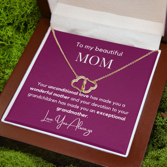 Beautiful Mom - 10k Gold Hearts, Everlasting Love Necklace