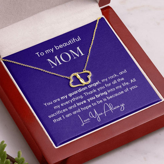 Beautiful Mom - Everlasting Love Necklace 10K Solid Gold Hearts