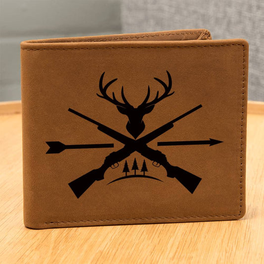 Exclusive Deer Antlers, Rifle and Arrow Engraved Wallet - Thoughtful Gift for Hunters and Grandpas, Sons and Buddies