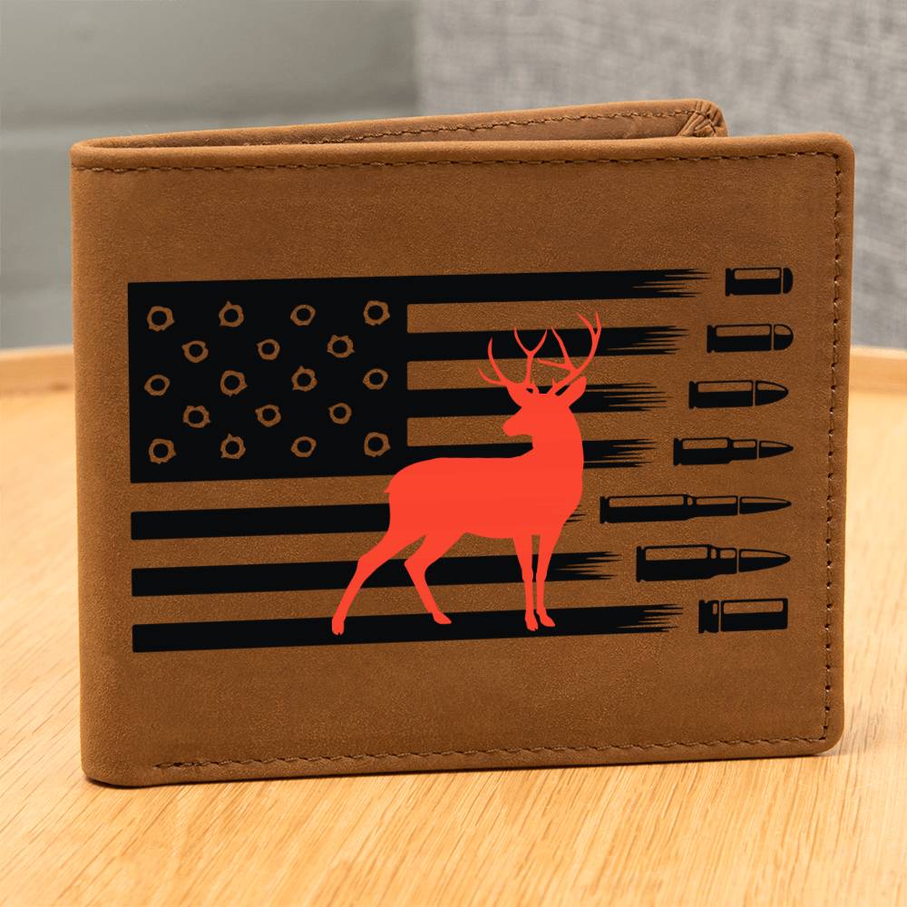 Customized Leather Wallet for Deer Hunting Enthusiasts - A Perfect Gift for Outdoorsmen, Game Hunters and your hunting buddies