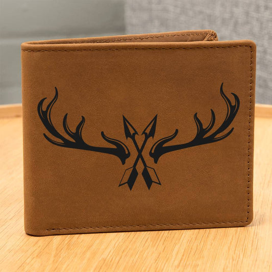 Customized Leather Wallet for Deer Hunting Enthusiasts - A Perfect Gift for Outdoorsmen, Bowhunting enthusiasts, Simply Antlers