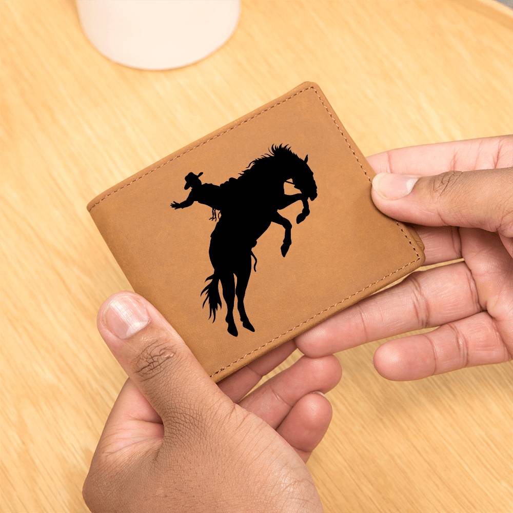 Bronc Riding for Life, 8 Seconds, Genuine Leather Wallet for the Cowboy or Men in your Life