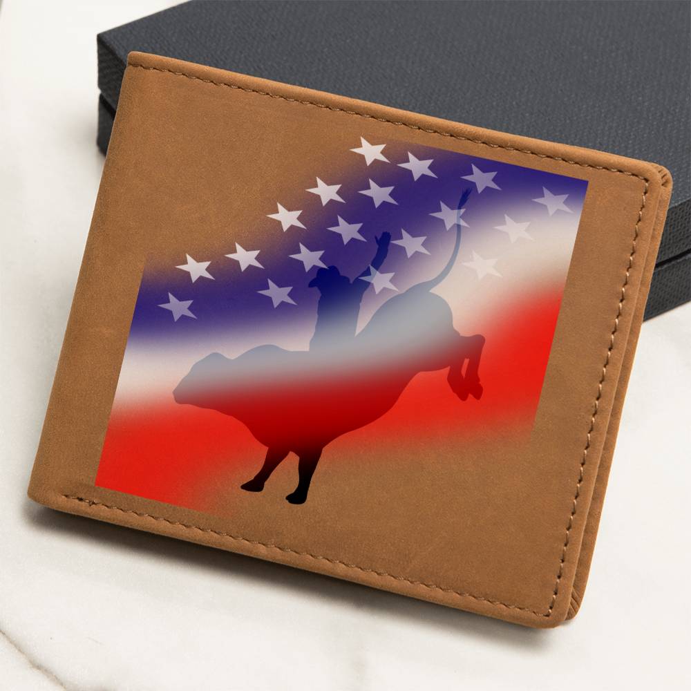 Bull Riding Enthusiasts Leather Wallet for the Cowboy in your Life