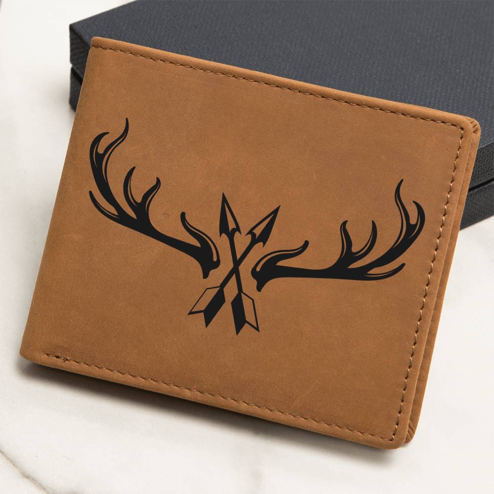 Customized Leather Wallet for Deer Hunting Enthusiasts - A Perfect Gift for Outdoorsmen, Bowhunting enthusiasts, Simply Antlers