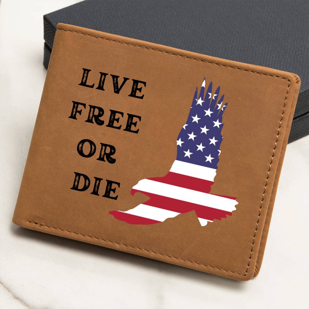 Custom Leather Wallet - Personalized Wallet with USA Flag and Eagle - Patriotic Gift for Any Occasion 4th July