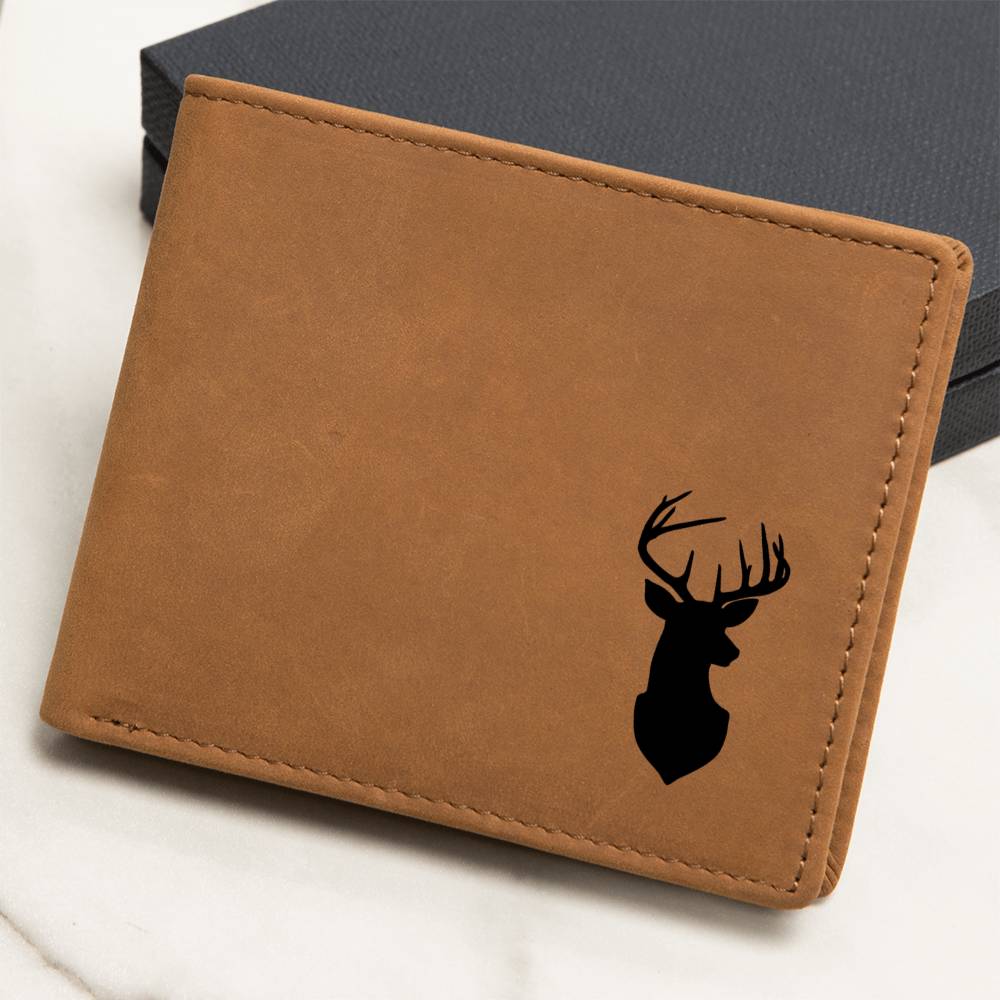 Exclusive Deer Antlers on Genuine Leather Wallet for the Men in your life