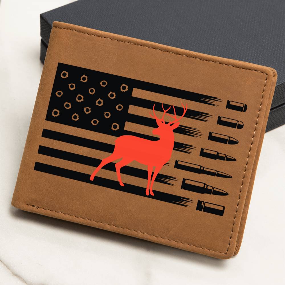 Customized Leather Wallet for Deer Hunting Enthusiasts - A Perfect Gift for Outdoorsmen, Game Hunters and your hunting buddies