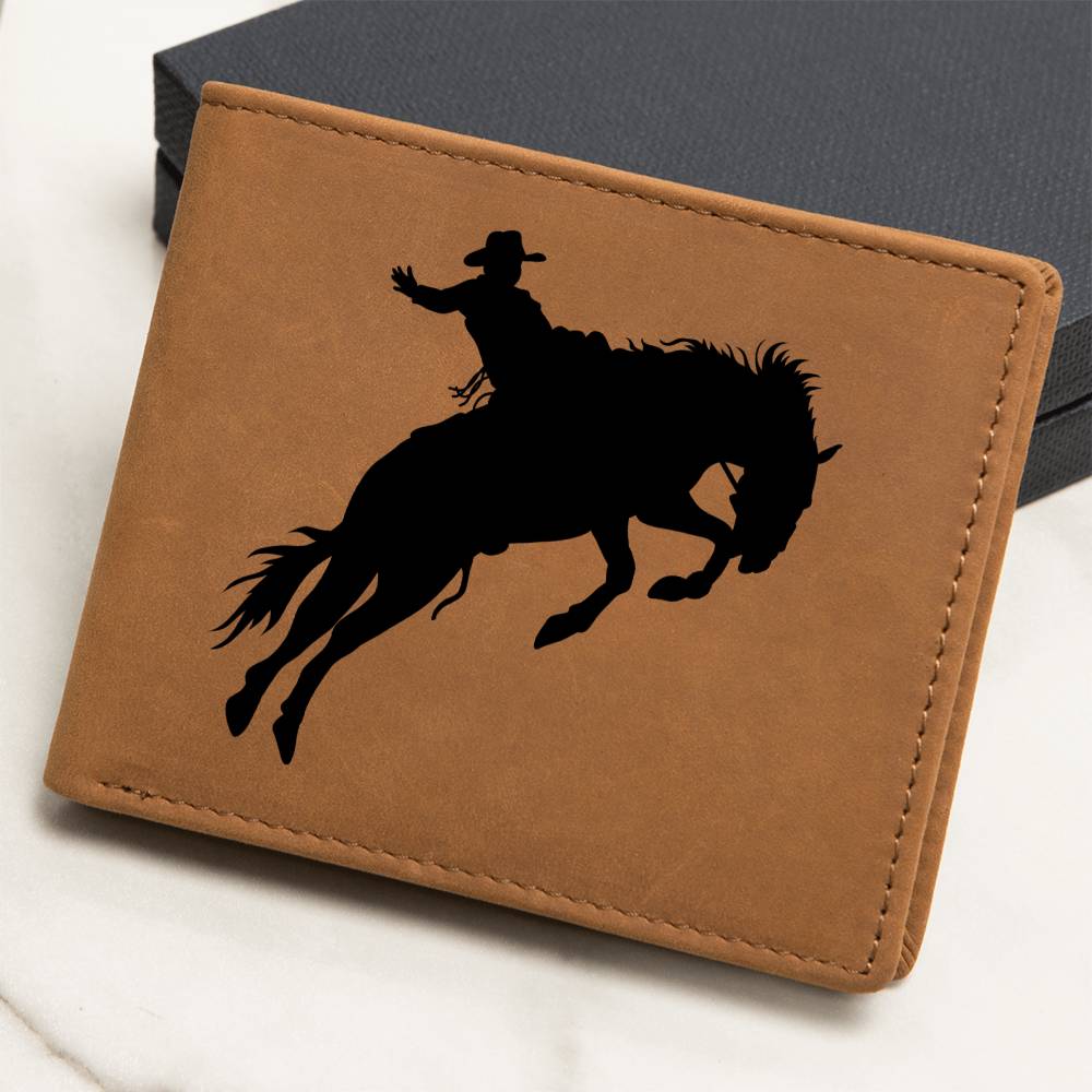 Bronc Riding for Life, 8 Seconds, Genuine Leather Wallet for the Cowboy or Men in your Life