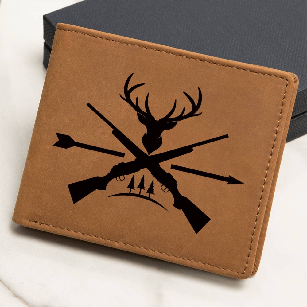 Exclusive Deer Antlers, Rifle and Arrow Engraved Wallet - Thoughtful Gift for Hunters and Grandpas, Sons and Buddies