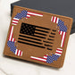 Guns, Bullets and the USA Flag on a genuine leather wallet, Great 4th July Gift, patriotic gifts, Armed Forces or Birthday