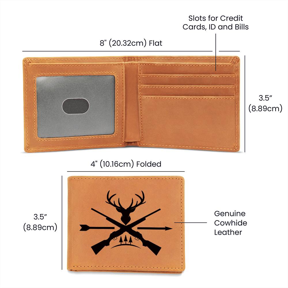 Exclusive Deer Antlers, Rifle and Arrow Engraved Wallet - Thoughtful Gift for Hunters and Grandpas, Sons and Buddies