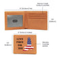 Custom Leather Wallet - Personalized Wallet with USA Flag and Eagle - Patriotic Gift for Any Occasion 4th July