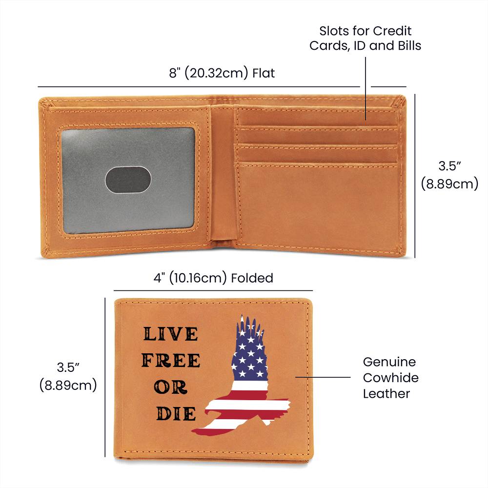 Custom Leather Wallet - Personalized Wallet with USA Flag and Eagle - Patriotic Gift for Any Occasion 4th July