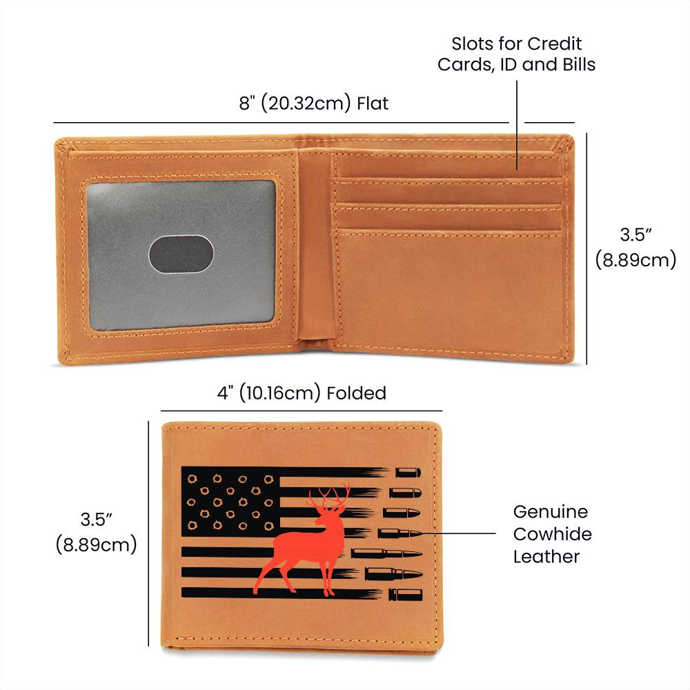 Customized Leather Wallet for Deer Hunting Enthusiasts - A Perfect Gift for Outdoorsmen, Game Hunters and your hunting buddies