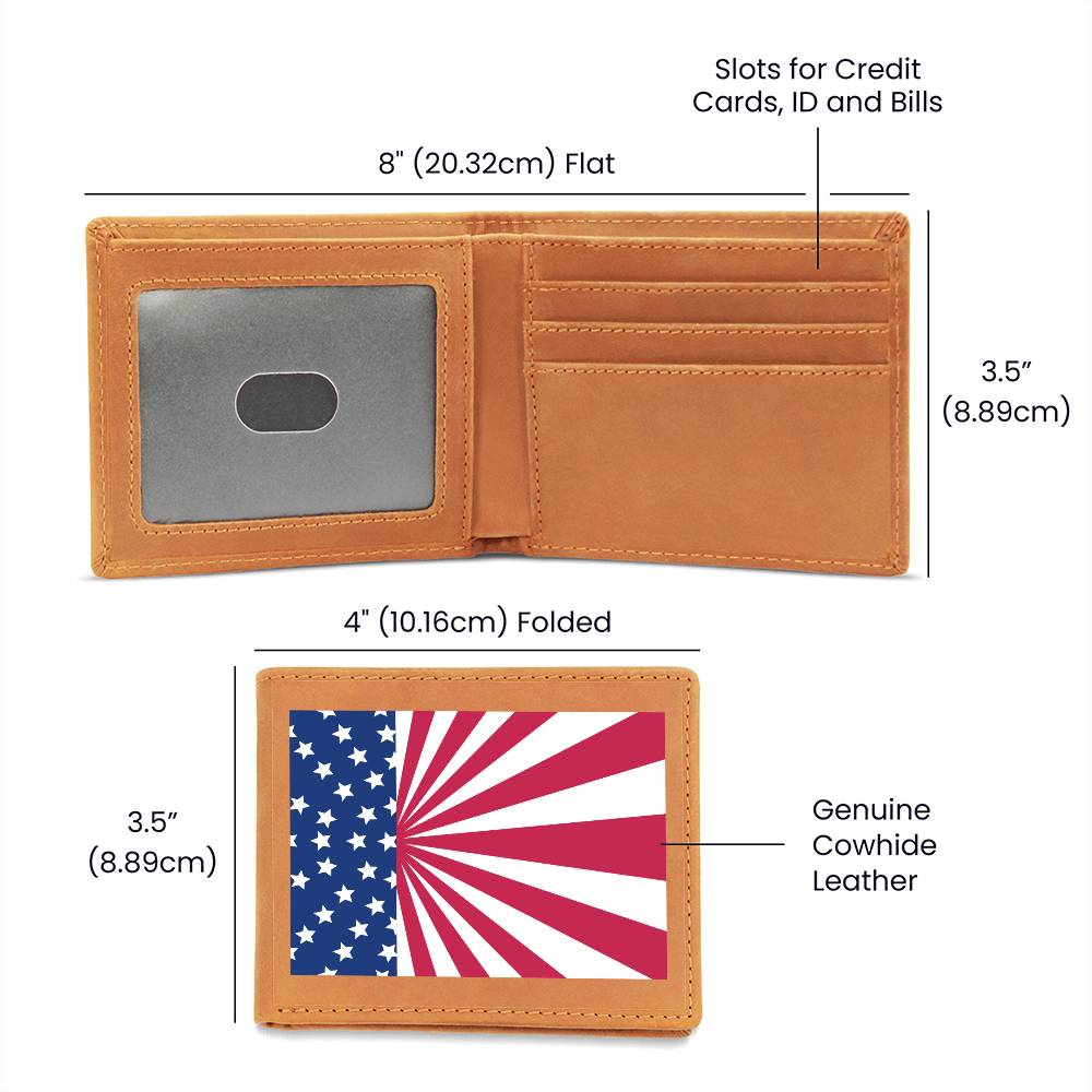 Genuine Leather Wallet for Men - Wallet with American Flag Design - Perfect 4th of July Gift, Patriotic Leather Wallet -