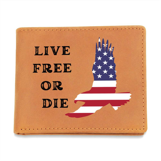 Custom Leather Wallet - Personalized Wallet with USA Flag and Eagle - Patriotic Gift for Any Occasion 4th July