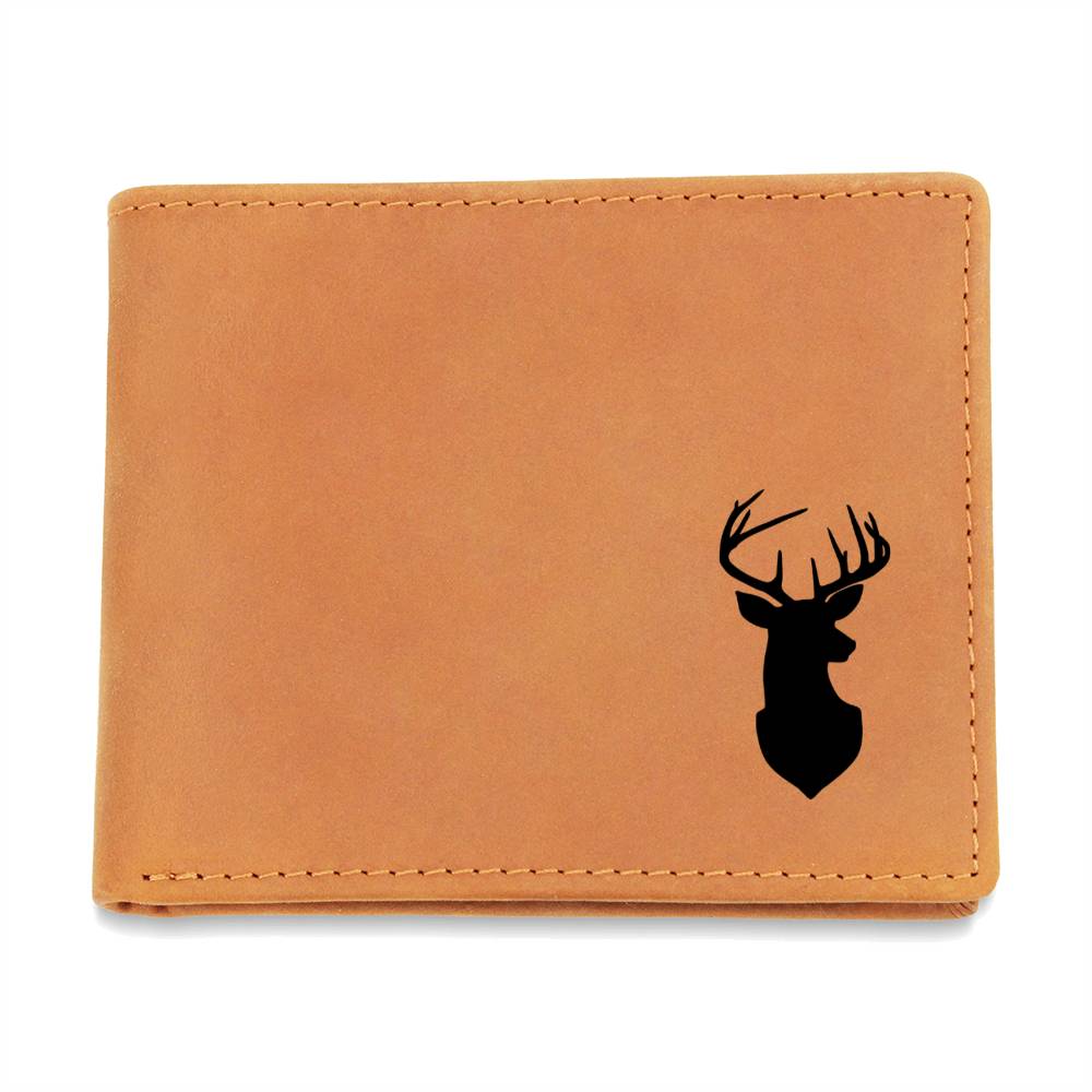 Exclusive Deer Antlers on Genuine Leather Wallet for the Men in your life