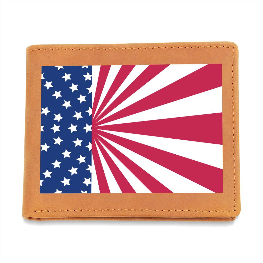 Genuine Leather Wallet for Men - Wallet with American Flag Design - Perfect 4th of July Gift, Patriotic Leather Wallet -