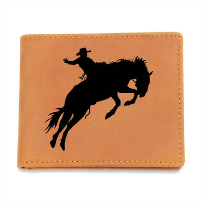 Bronc Riding for Life, 8 Seconds, Genuine Leather Wallet for the Cowboy or Men in your Life