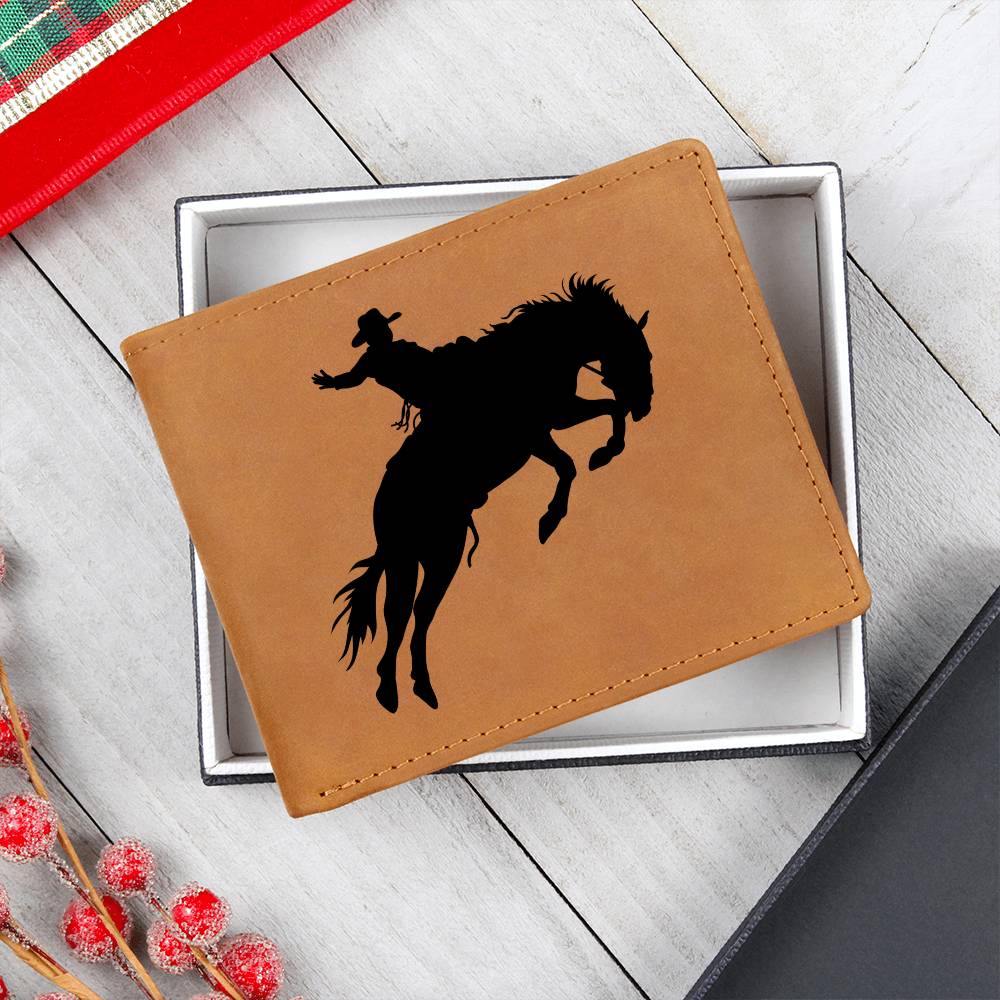 Bronc Riding for Life, 8 Seconds, Genuine Leather Wallet for the Cowboy or Men in your Life