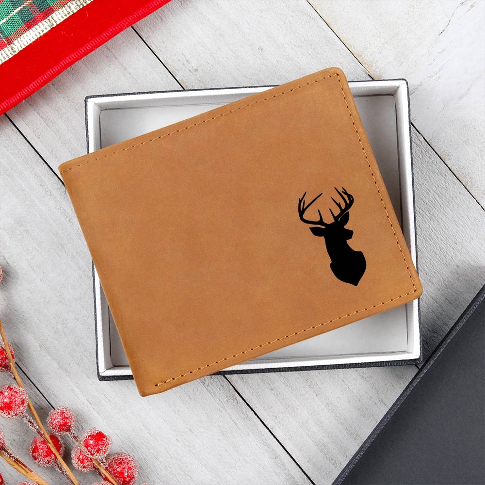 Exclusive Deer Antlers on Genuine Leather Wallet for the Men in your life