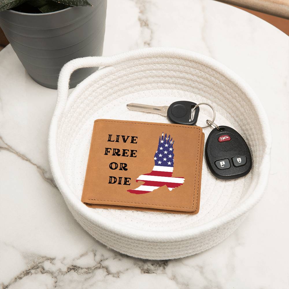 Custom Leather Wallet - Personalized Wallet with USA Flag and Eagle - Patriotic Gift for Any Occasion 4th July