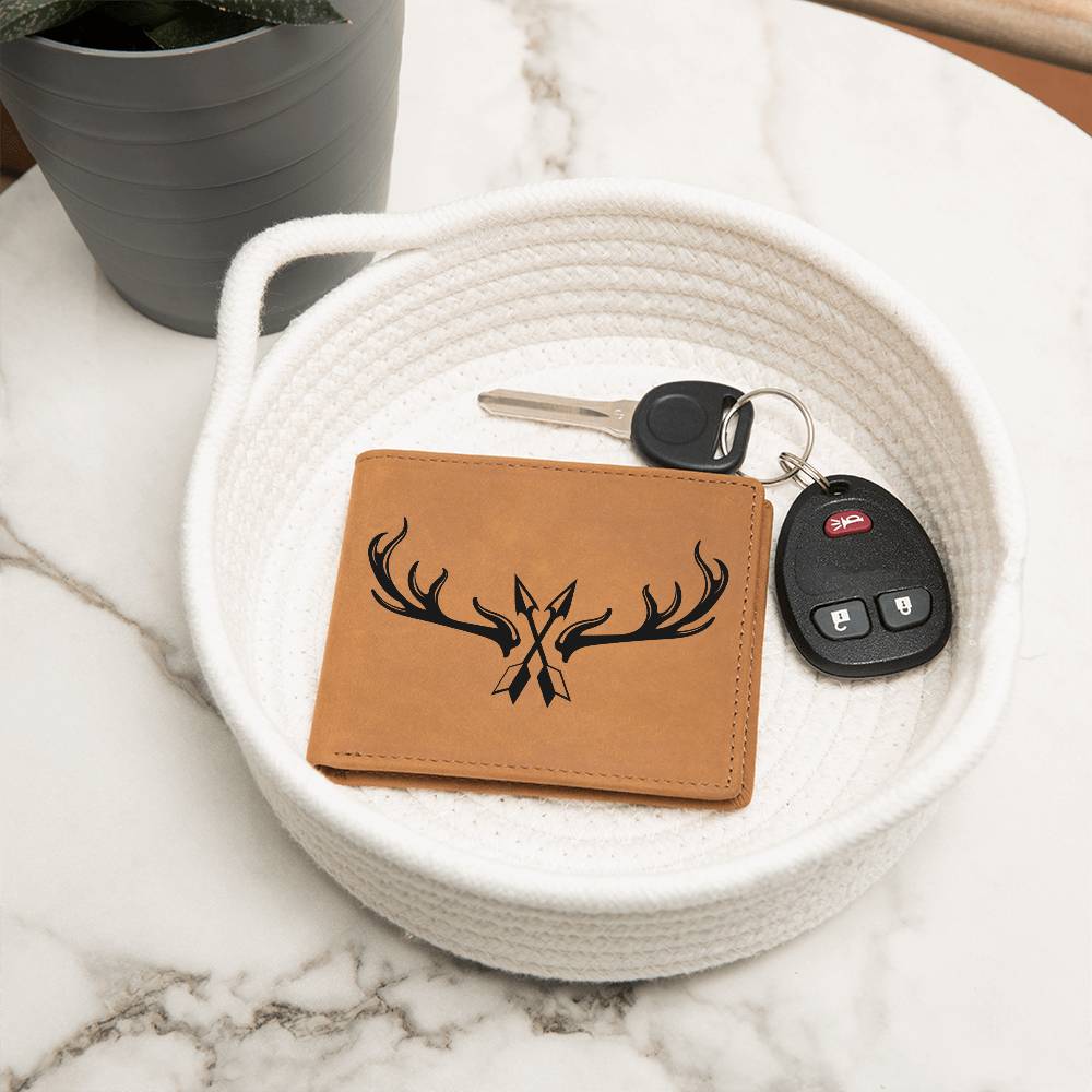 Customized Leather Wallet for Deer Hunting Enthusiasts - A Perfect Gift for Outdoorsmen, Bowhunting enthusiasts, Simply Antlers