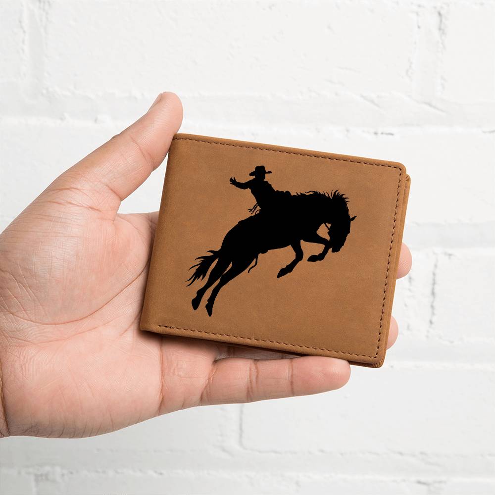 Bronc Riding for Life, 8 Seconds, Genuine Leather Wallet for the Cowboy or Men in your Life