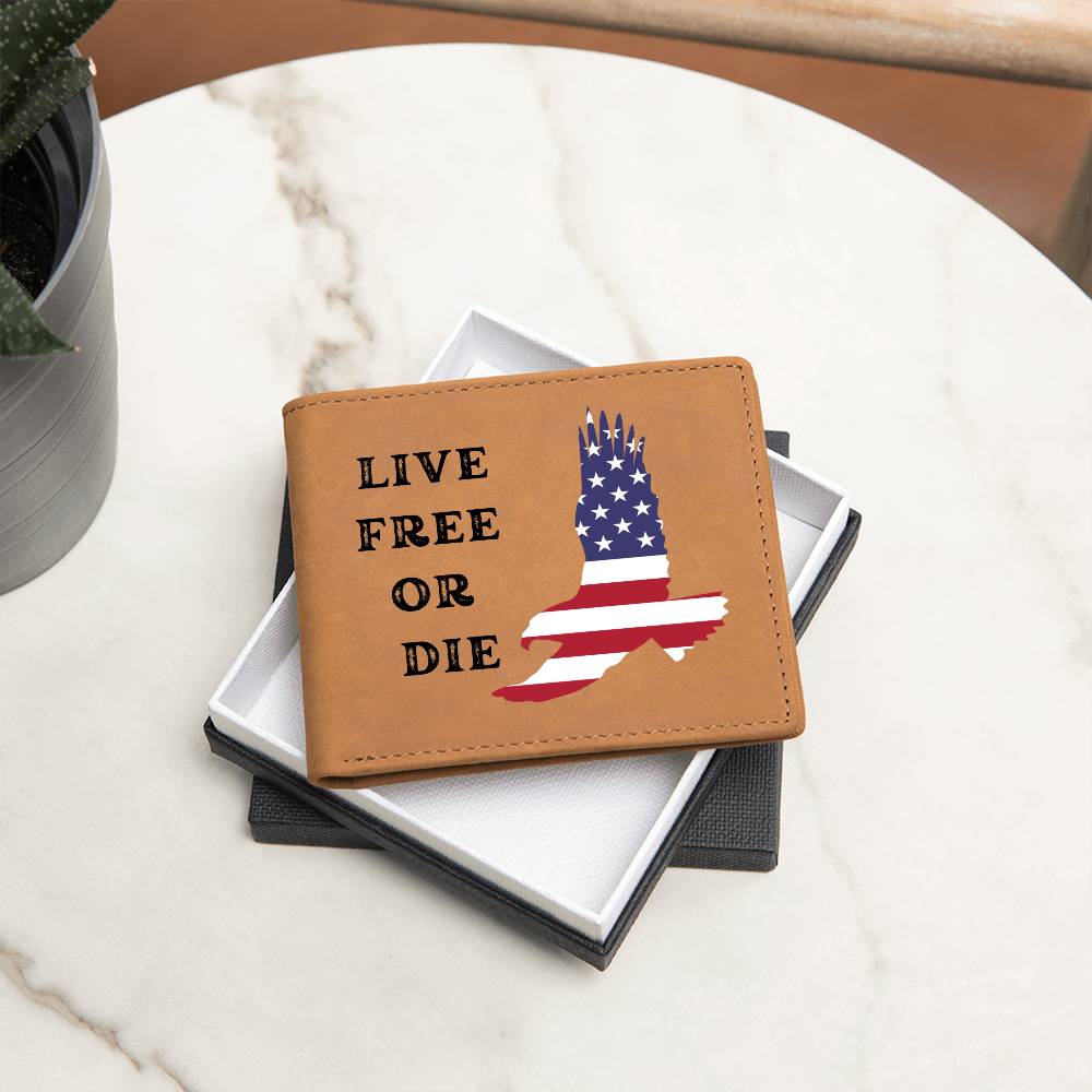 Custom Leather Wallet - Personalized Wallet with USA Flag and Eagle - Patriotic Gift for Any Occasion 4th July