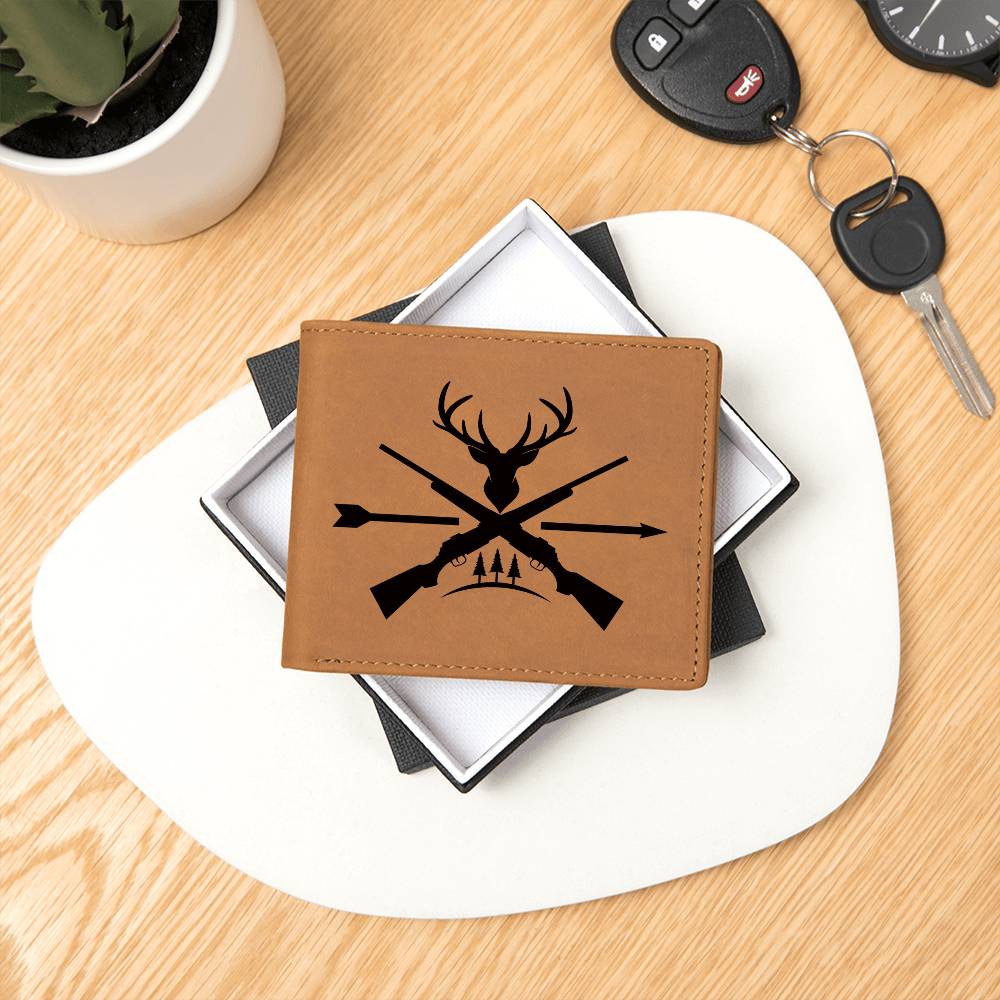 Exclusive Deer Antlers, Rifle and Arrow Engraved Wallet - Thoughtful Gift for Hunters and Grandpas, Sons and Buddies