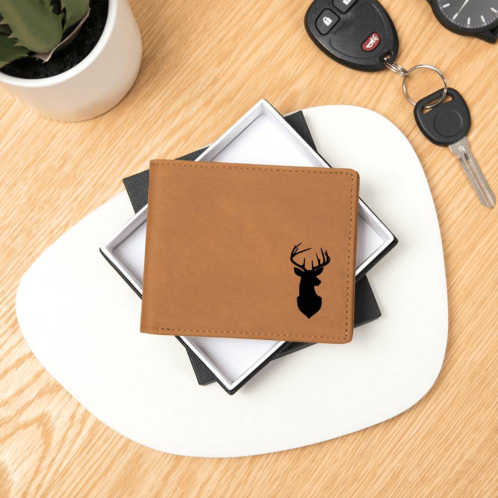 Exclusive Deer Antlers on Genuine Leather Wallet for the Men in your life