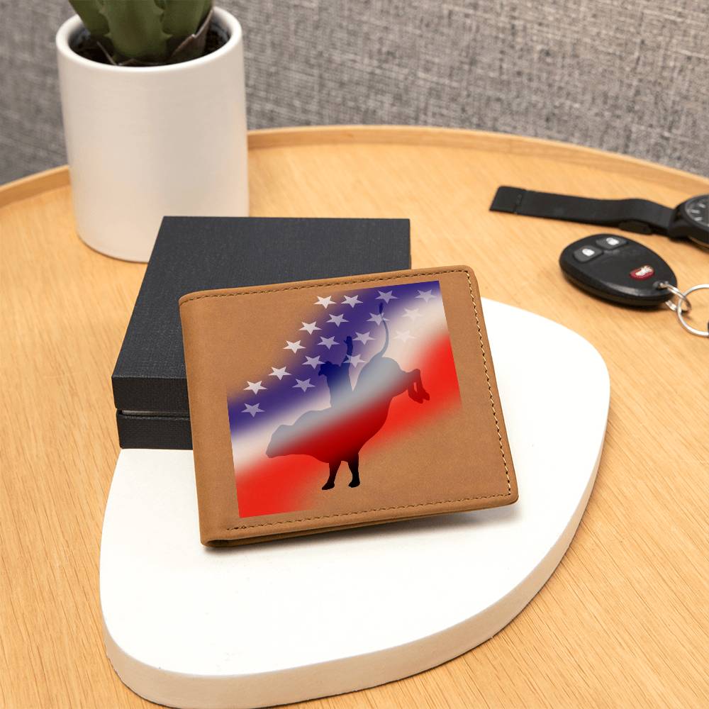 Bull Riding Enthusiasts Leather Wallet for the Cowboy in your Life