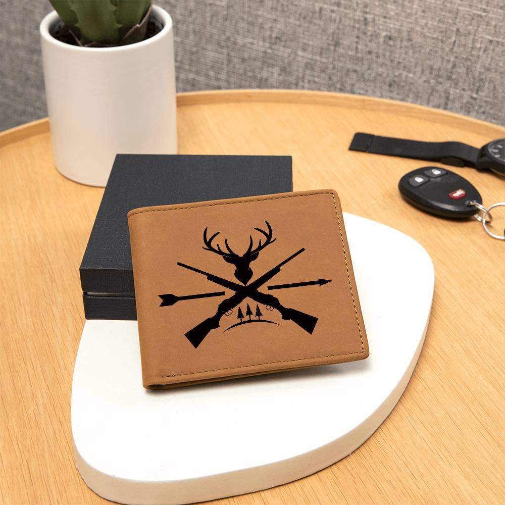 Exclusive Deer Antlers, Rifle and Arrow Engraved Wallet - Thoughtful Gift for Hunters and Grandpas, Sons and Buddies