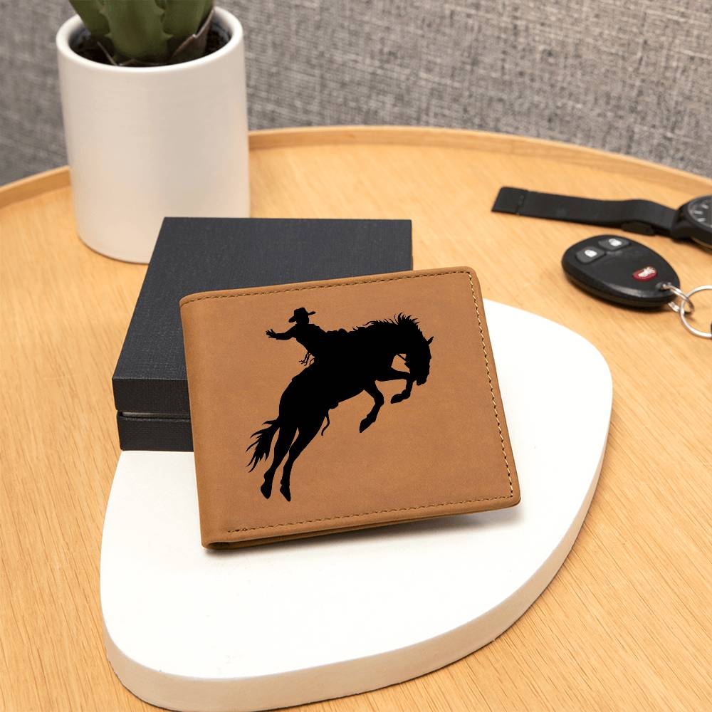 Bronc Riding for Life, 8 Seconds, Genuine Leather Wallet for the Cowboy or Men in your Life