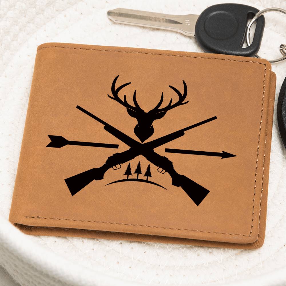 Exclusive Deer Antlers, Rifle and Arrow Engraved Wallet - Thoughtful Gift for Hunters and Grandpas, Sons and Buddies