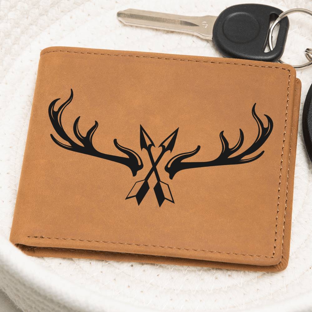 Customized Leather Wallet for Deer Hunting Enthusiasts - A Perfect Gift for Outdoorsmen, Bowhunting enthusiasts, Simply Antlers