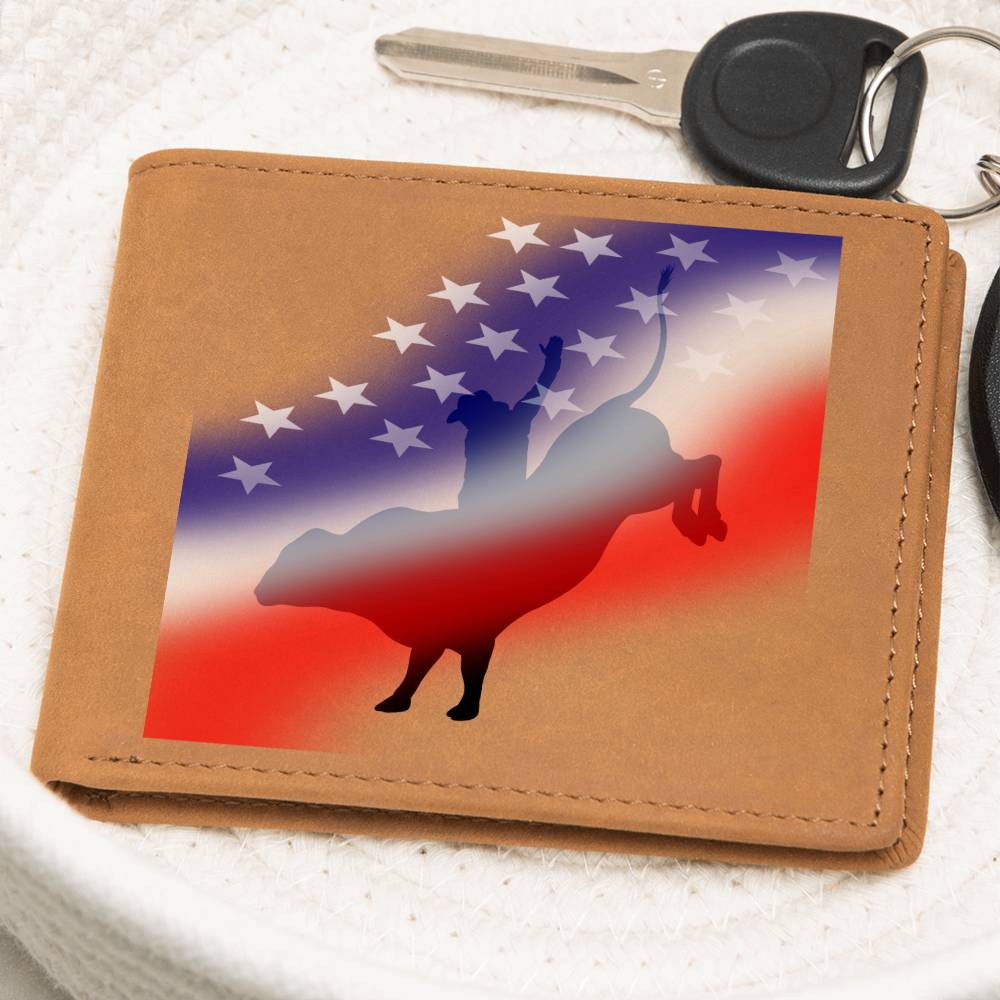 Bull Riding Enthusiasts Leather Wallet for the Cowboy in your Life