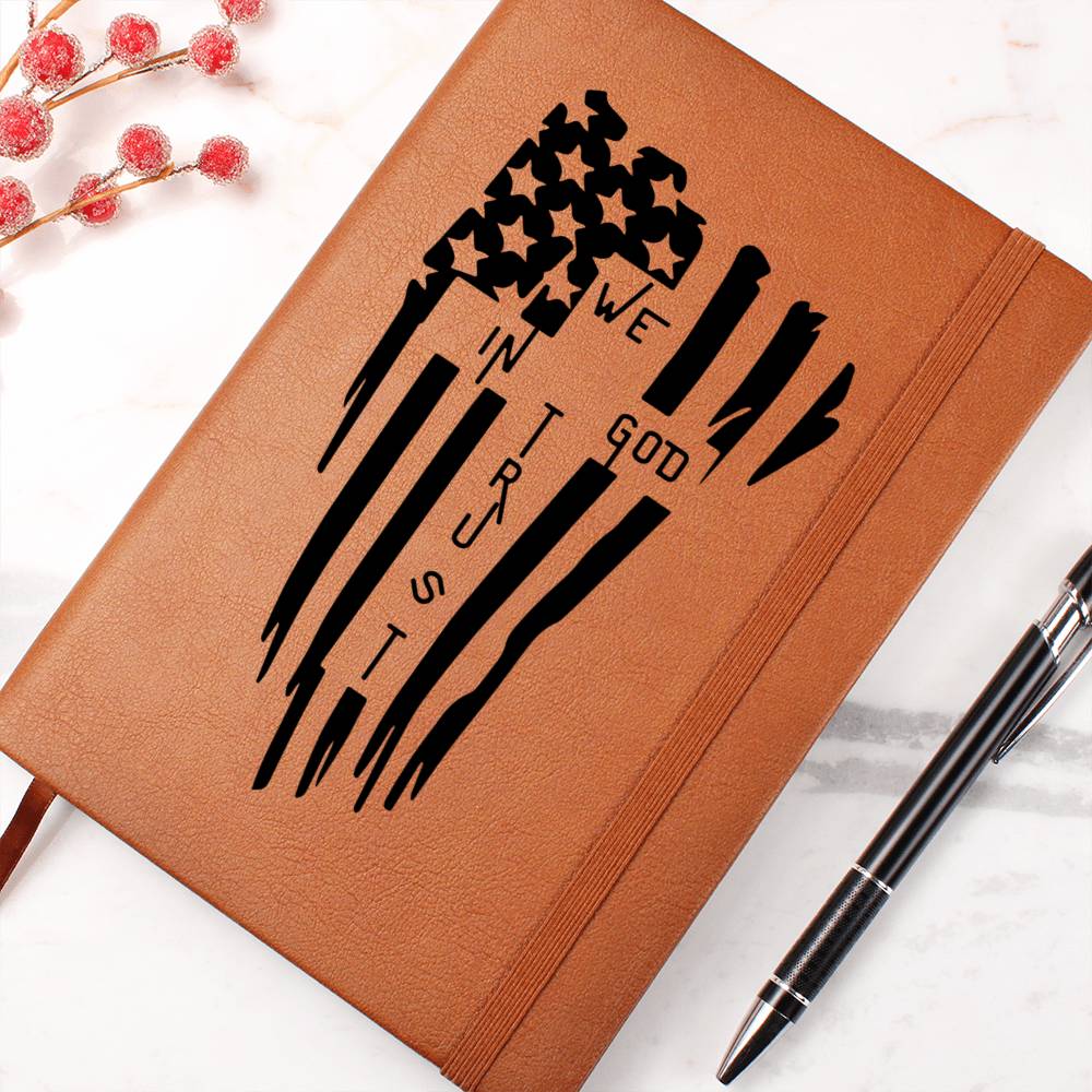 In God We Trust Vegan Leather Journal, a gift for the Patriotic God-Fearing person in your circle of friends