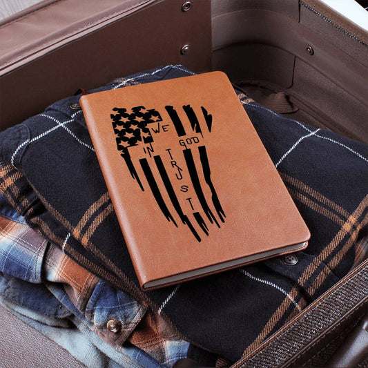 In God We Trust Vegan Leather Journal, a gift for the Patriotic God-Fearing person in your circle of friends