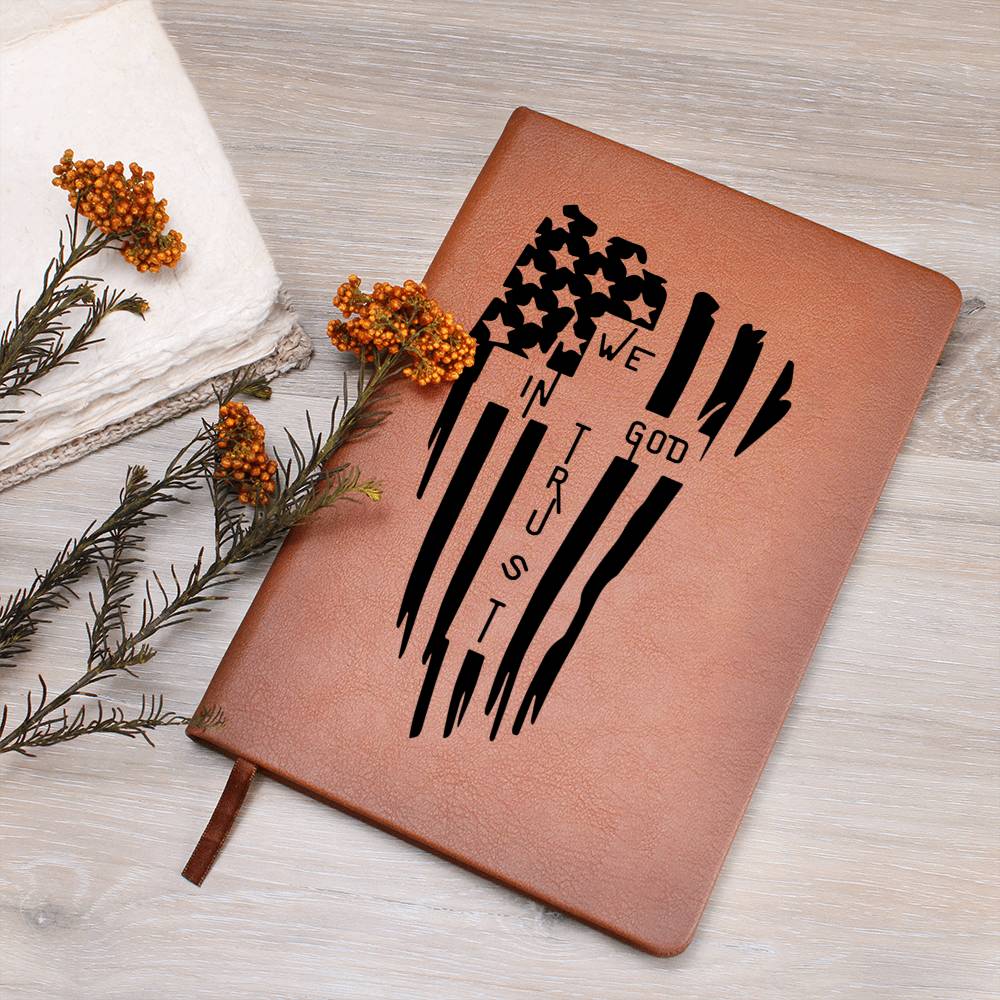 In God We Trust Vegan Leather Journal, a gift for the Patriotic God-Fearing person in your circle of friends