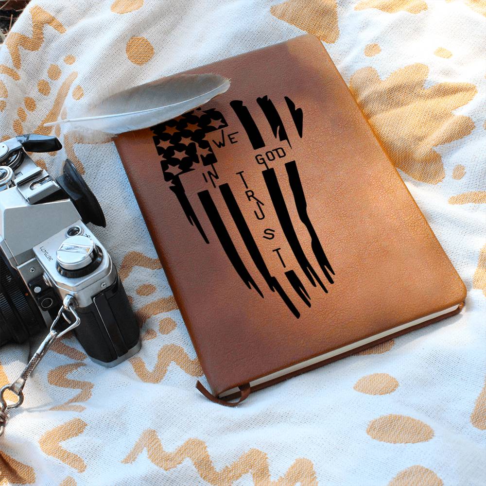 In God We Trust Vegan Leather Journal, a gift for the Patriotic God-Fearing person in your circle of friends