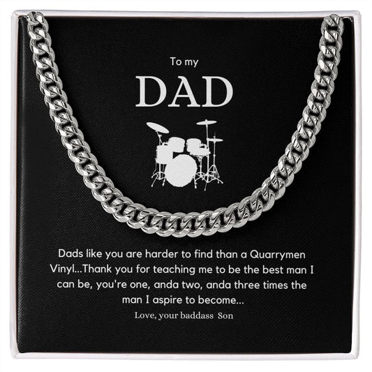 Cuban Necklace from Son to Dad, Musician themed Gift for Fathers Day or Birthday