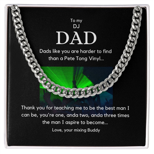 DJ Dad Gift, Cuban Necklace Gift for Fathers Day or Birthday, From Son to Dad, Father