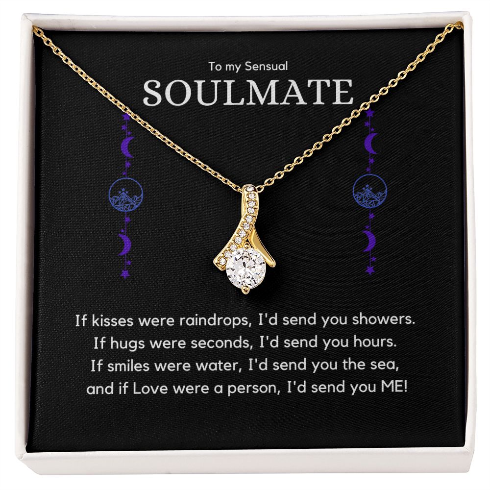 Your Sensual Soulmate Alluring Beauty Necklace with 18K Gold finish and a 7mm cubic zirconia