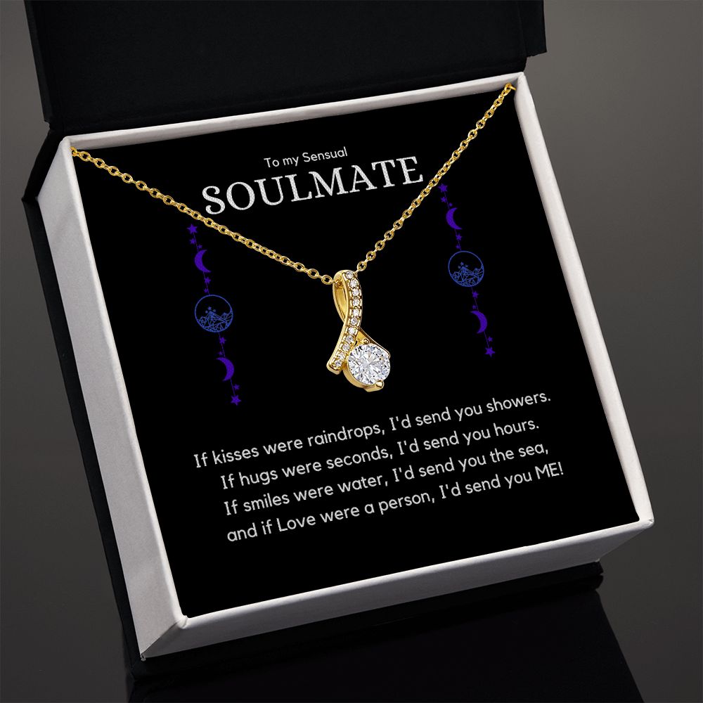 Your Sensual Soulmate Alluring Beauty Necklace with 18K Gold finish and a 7mm cubic zirconia