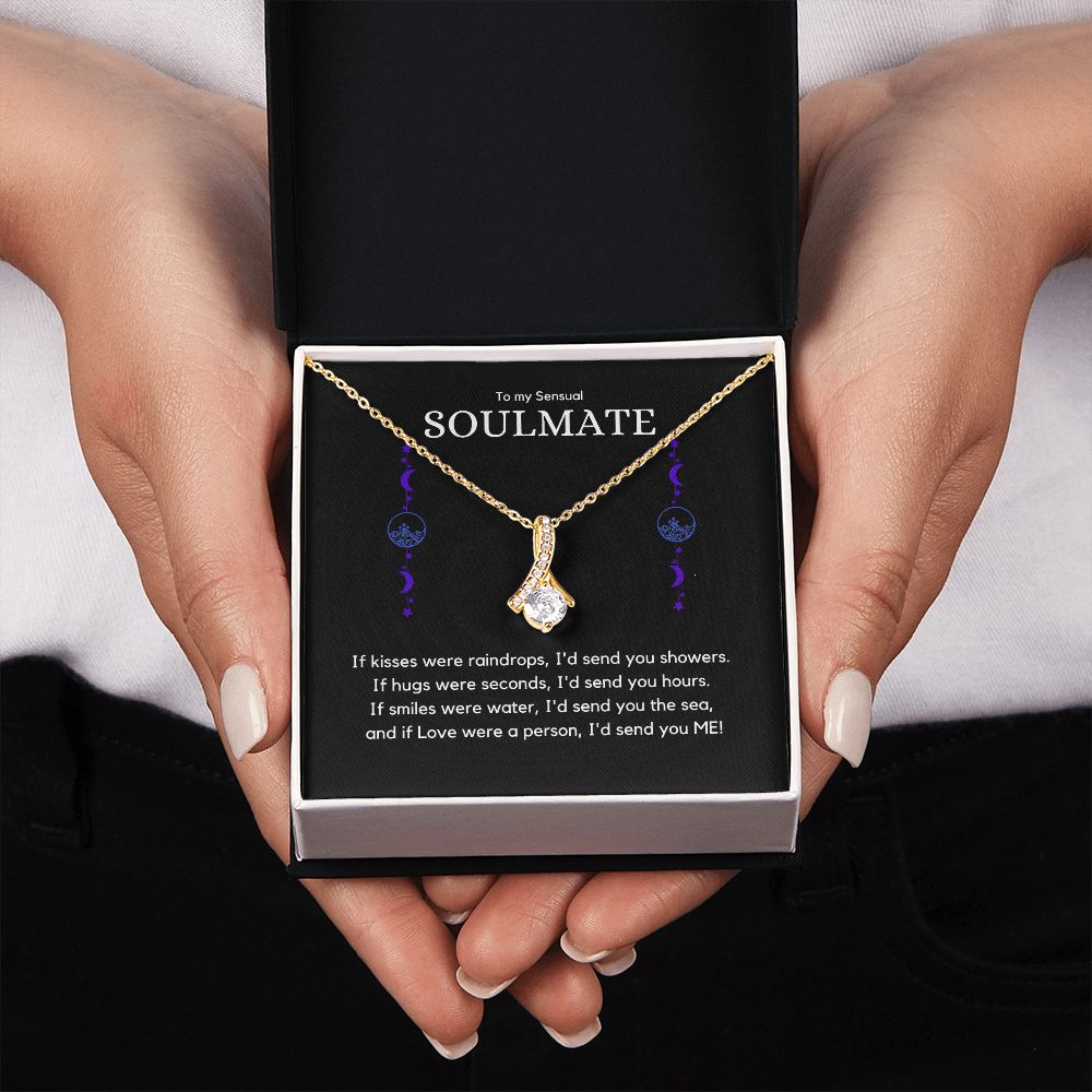 Your Sensual Soulmate Alluring Beauty Necklace with 18K Gold finish and a 7mm cubic zirconia