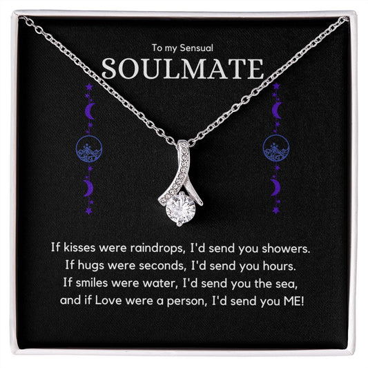 Your Sensual Soulmate Alluring Beauty Necklace with 18K Gold finish and a 7mm cubic zirconia